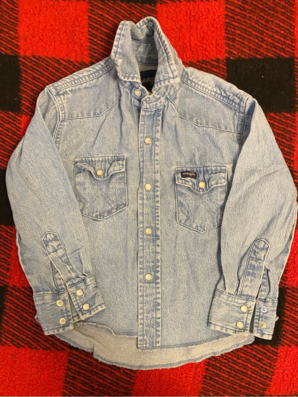 Vintage Wrangler kids Light Blue Denim Western Shirt
